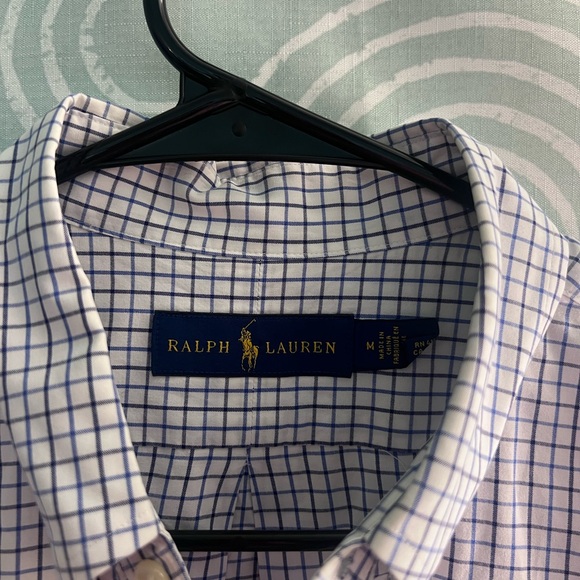 Ralph Lauren Polo Button Down Shirt | Blue Check | Men’s Medium | 100% Cotton - Picture 2 of 5